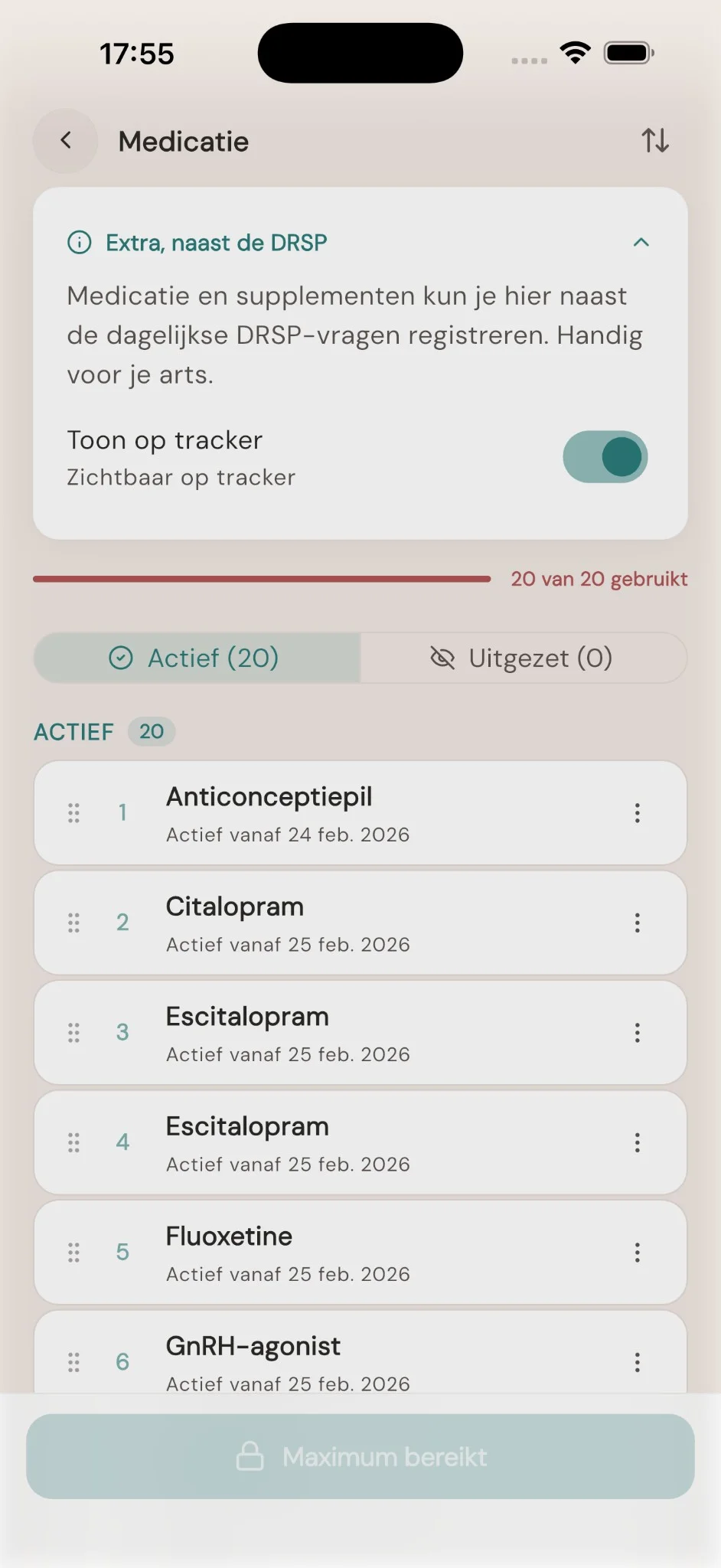 Eigen symptomen — tot 20 extra symptomen naast de DRSP